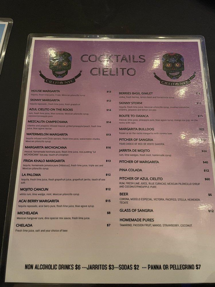 Menu at Cielito Restaurant Astoria NYC, New York City, 3302 36th Ave