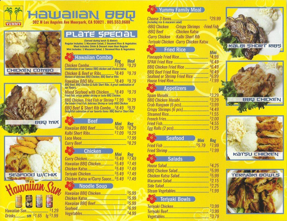 Menu at Yummy Hawaiian BBQ, Moorpark