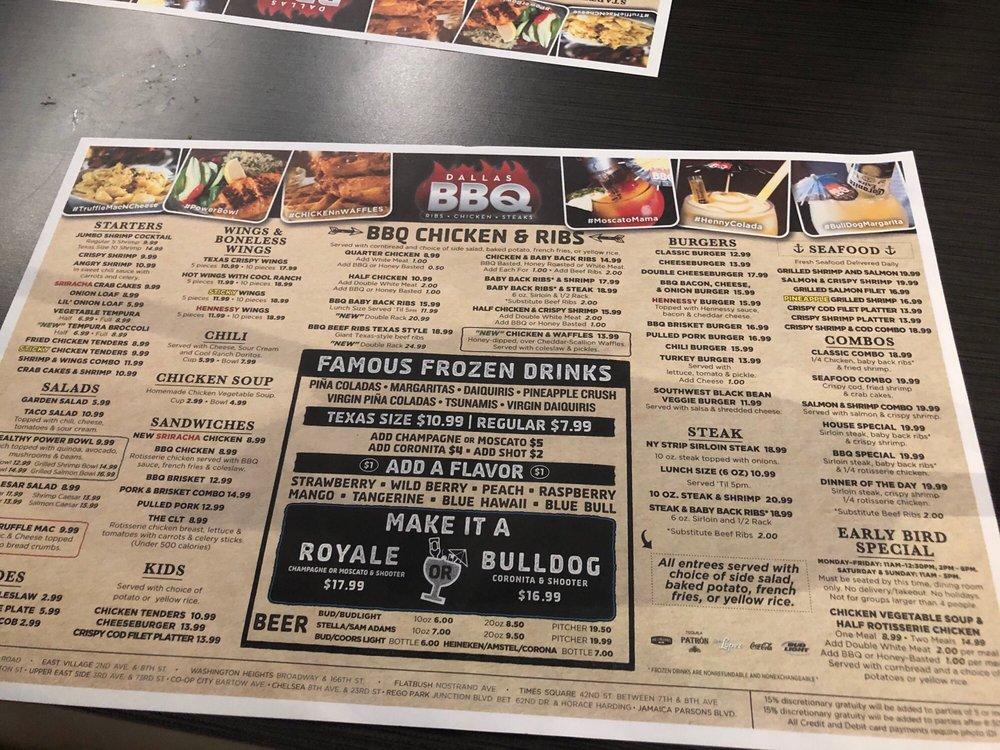 Menu at Dallas BBQ, New York City, 8914 Parsons Blvd