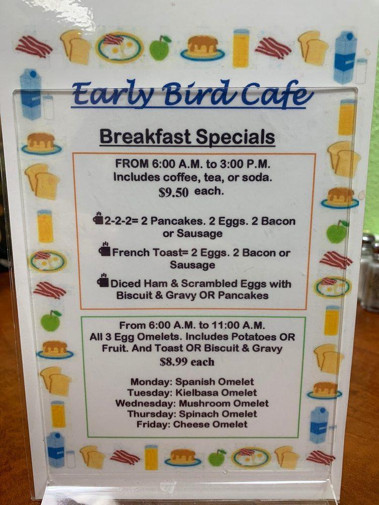 Menu at Early Bird Cafe, Hemet
