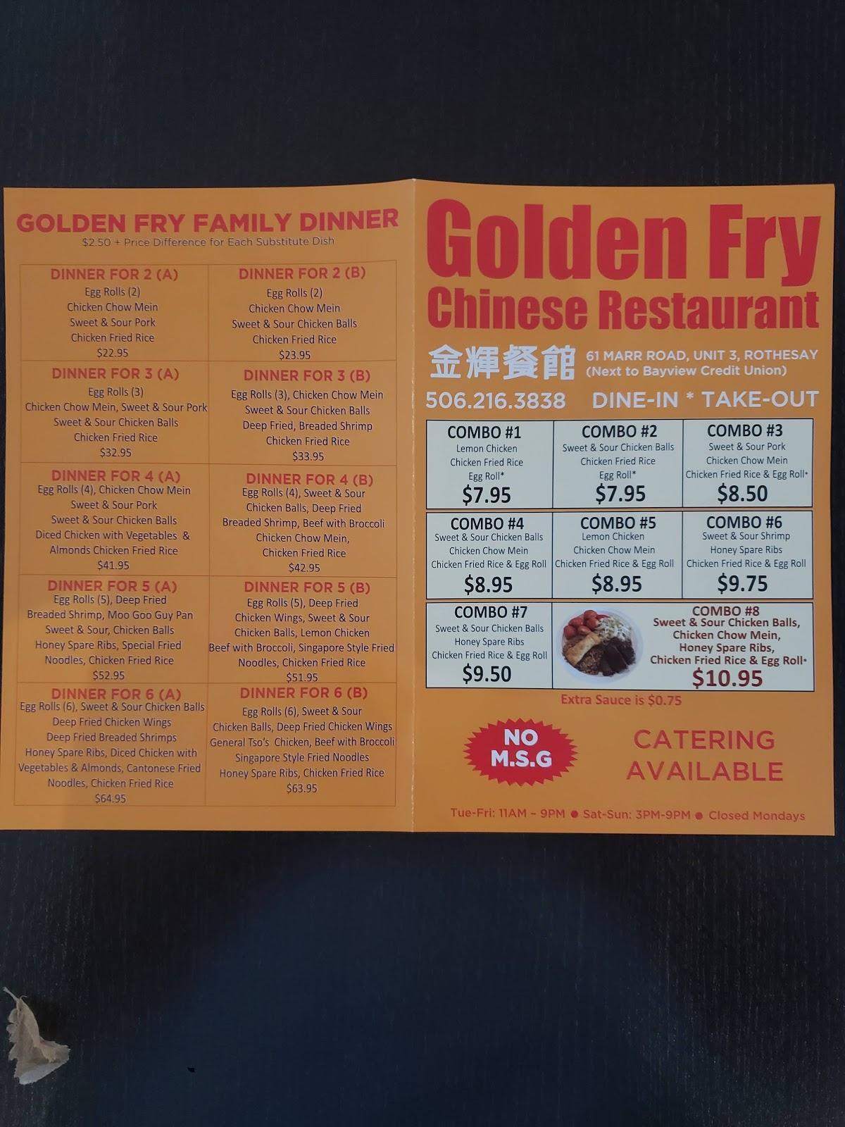 Menu at Golden Fry Chinese Restaurant, Rothesay