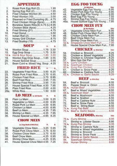 Menu at Dynasty Buffet restaurant, Ocean Springs