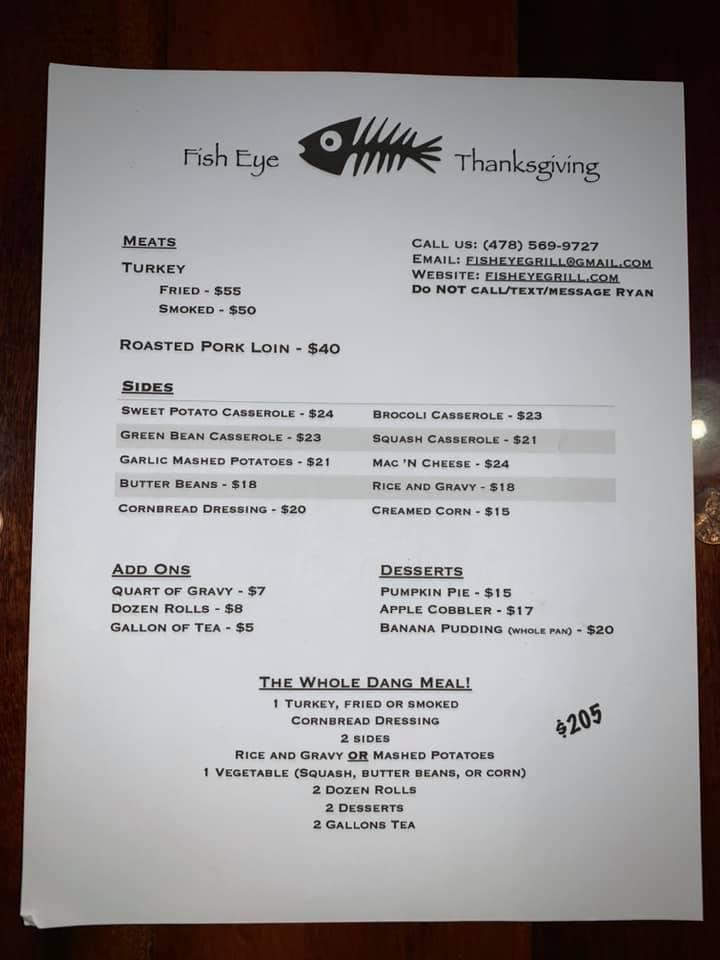 Menu at Fish Eye Grill restaurant, Girard