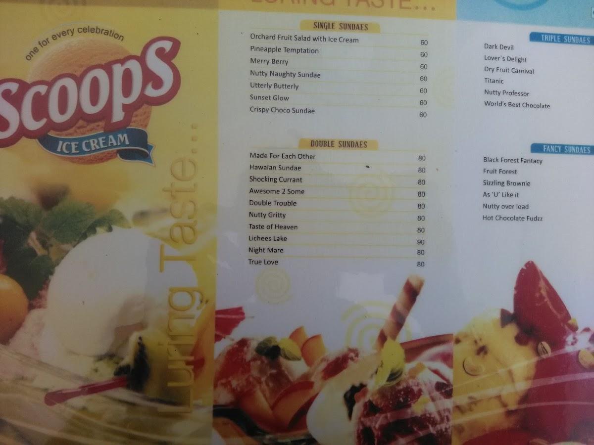 Menu at SVS SCOOPS IceCream Parlour, Chittoor