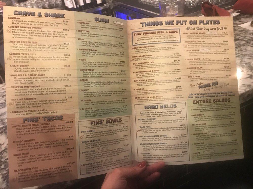 Menu at Smokin Fins Highlands Ranch restaurant, Highlands Ranch, Cpl