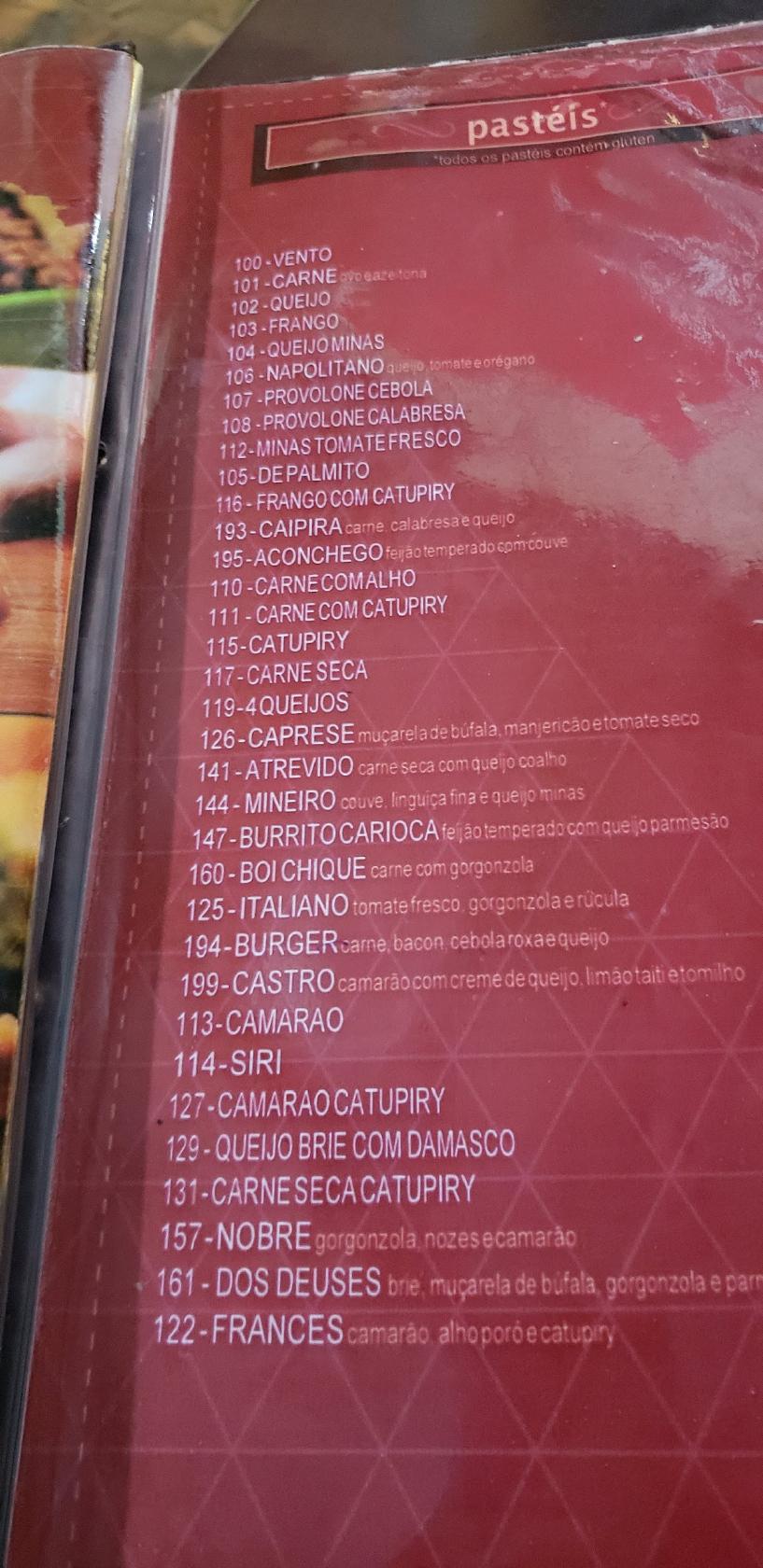 Menu Em Bar Do Ad O Rio De Janeiro Avenida Vice Presidente Jos De