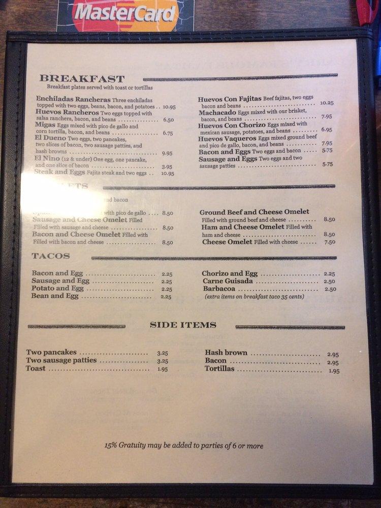 Menu at Larry's Original Mexican Restaurant, Richmond