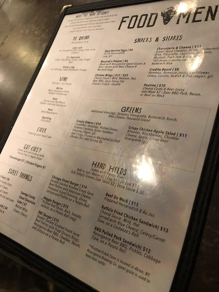 Menu At Resurgence Brewing Company Pub And Bar Buffalo 55 Chicago St 