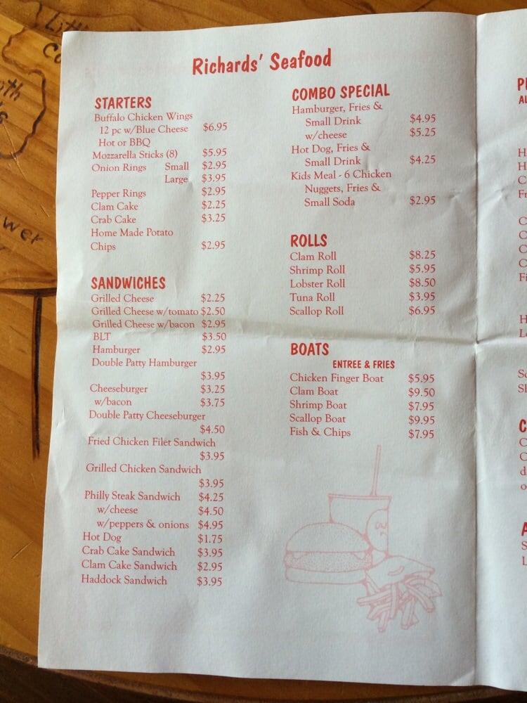 Menu at Richards' Dairy Delight desserts, Sebago