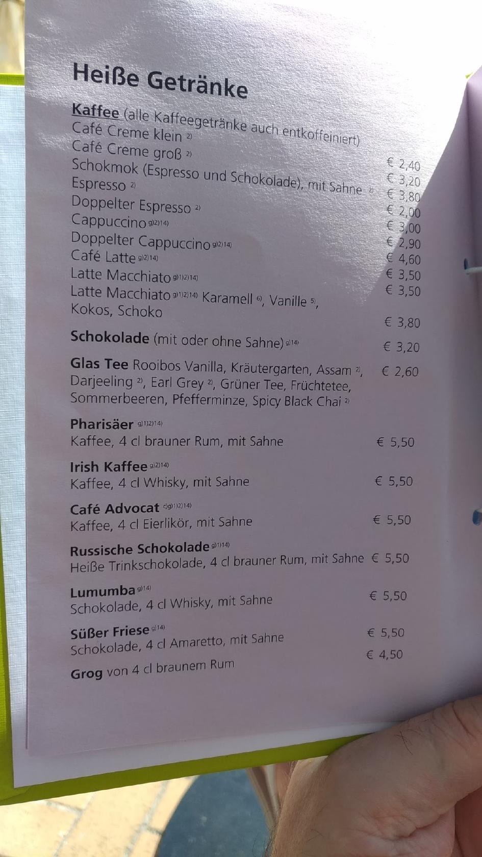 Speisekarte von AQUAMARIN cafe, Wyk auf Föhr