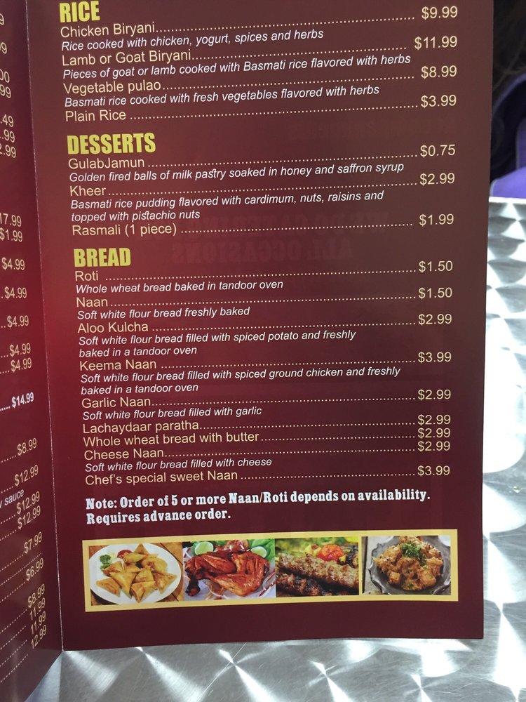Menu at Karam Restaurant, Schenectady