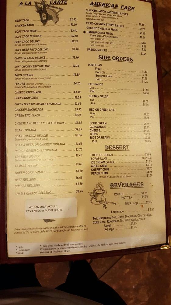 Menu at La Placita Cafe, Buckeye