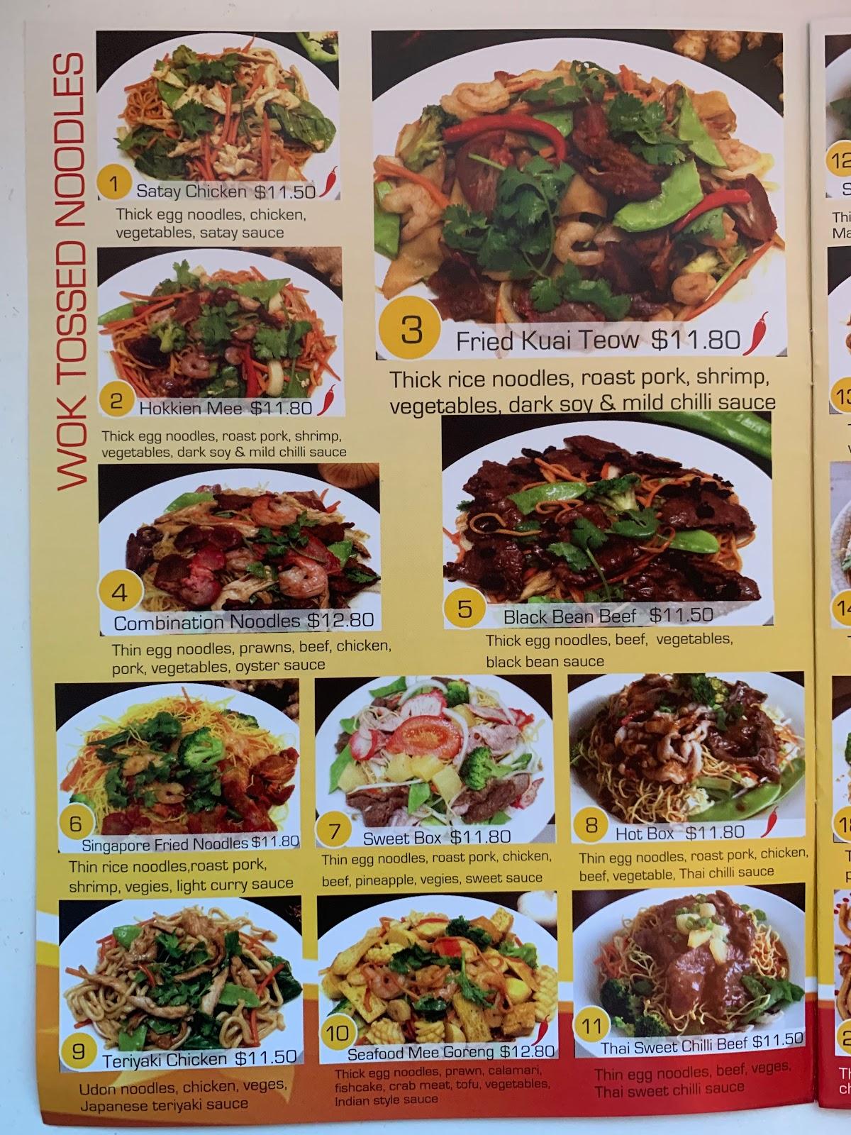 Menu at Magic Noodle restaurant, South Tamworth