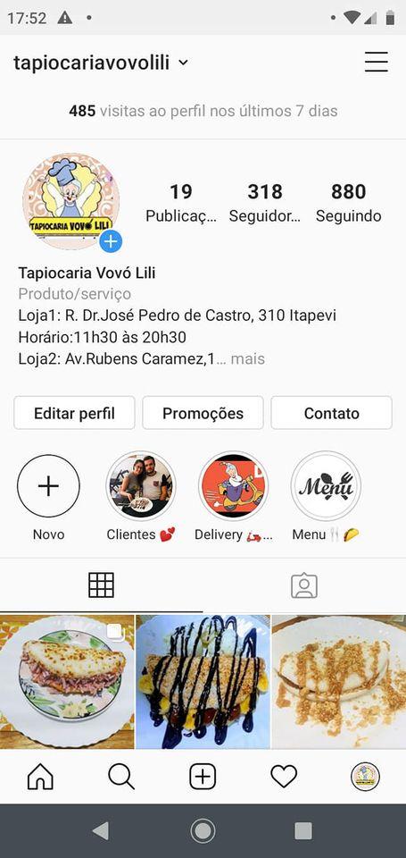 Tapiocaria Vovó LiLi cardápio