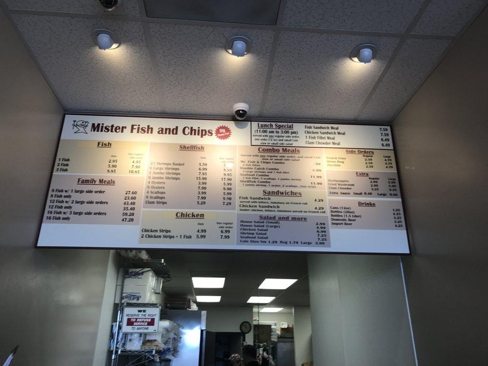 Menu at Mr. Fish & Chips restaurant, San Diego