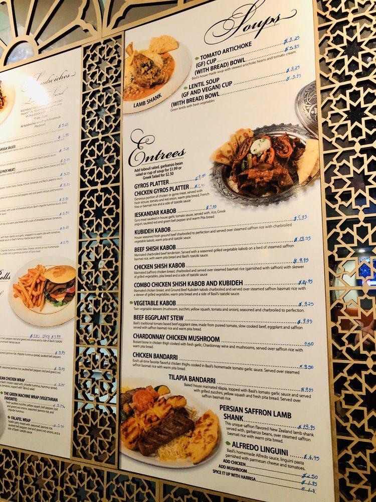 Menu at Basil Mediterranean Cafe, Oklahoma City, 211 NW 23rd St