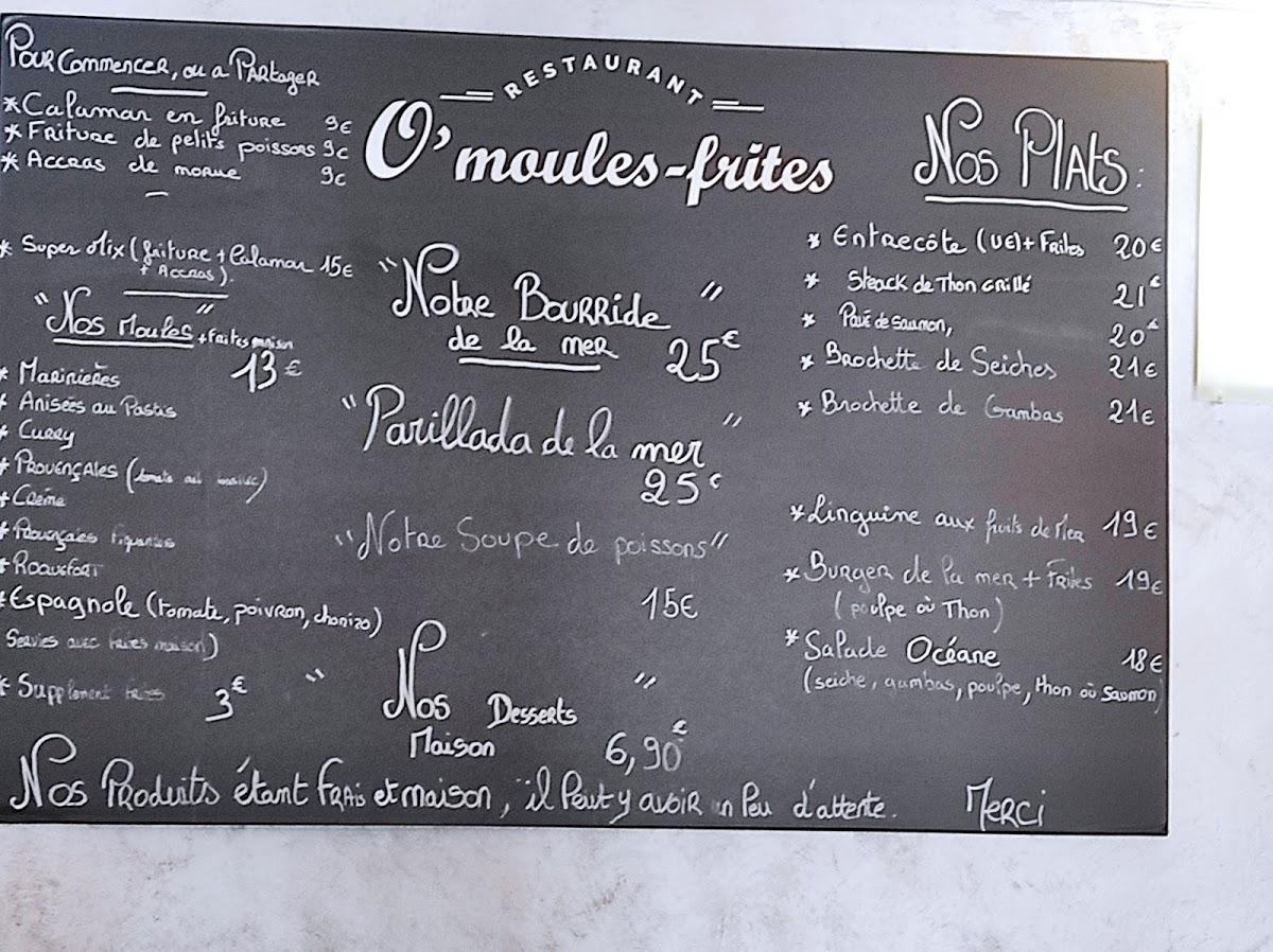 Carta del restaurante O moules frites, Istres