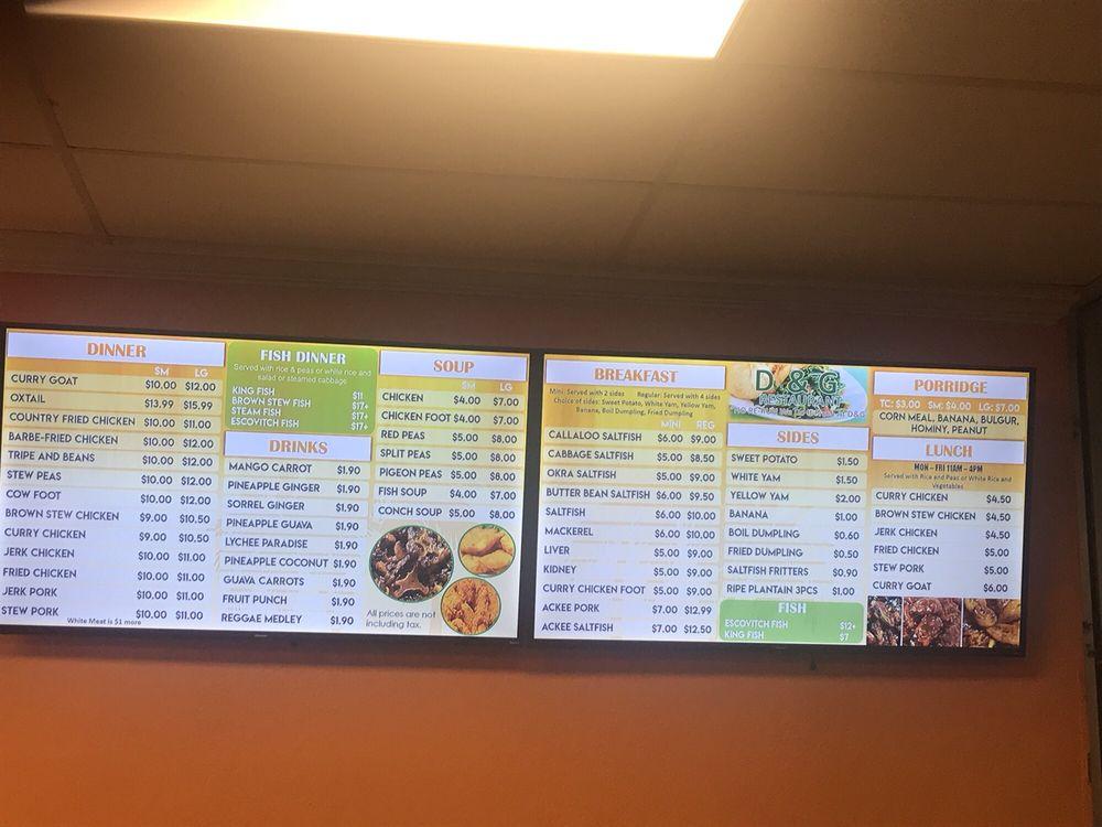 Menu at D & G Restaurant, Miramar