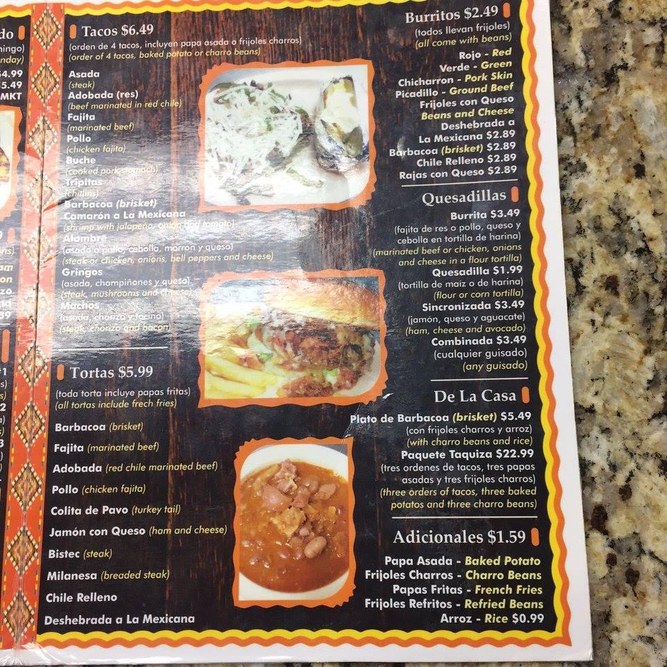 Menu at La Pupusa Queen restaurant, El Paso, Quail Ave