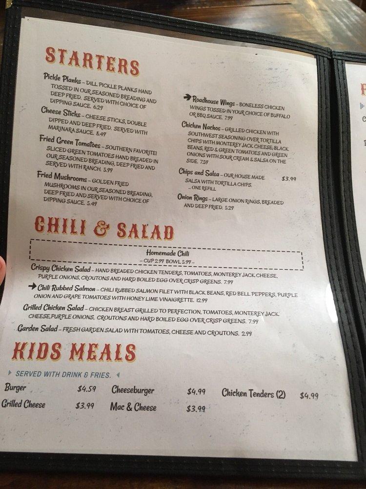 Menu at Dobber's Roadhouse steakhouse, Eufaula