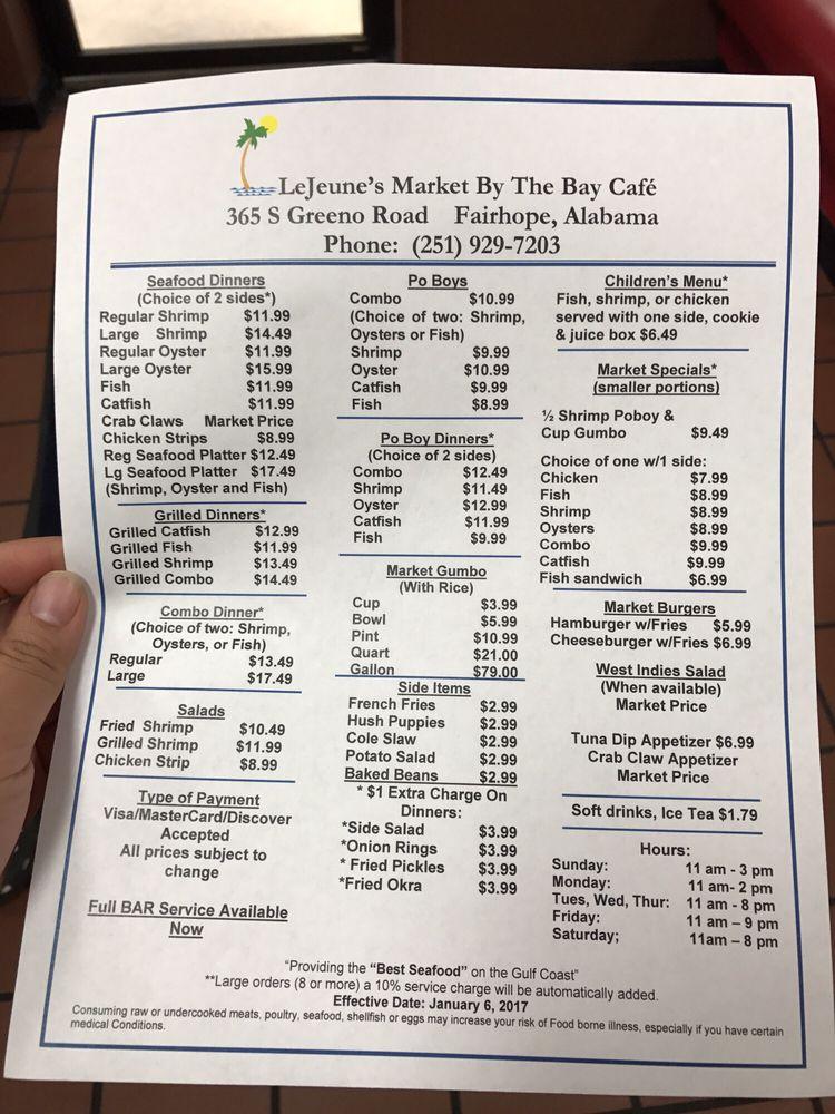 Menu at Market By the Bay restaurant, Fairhope