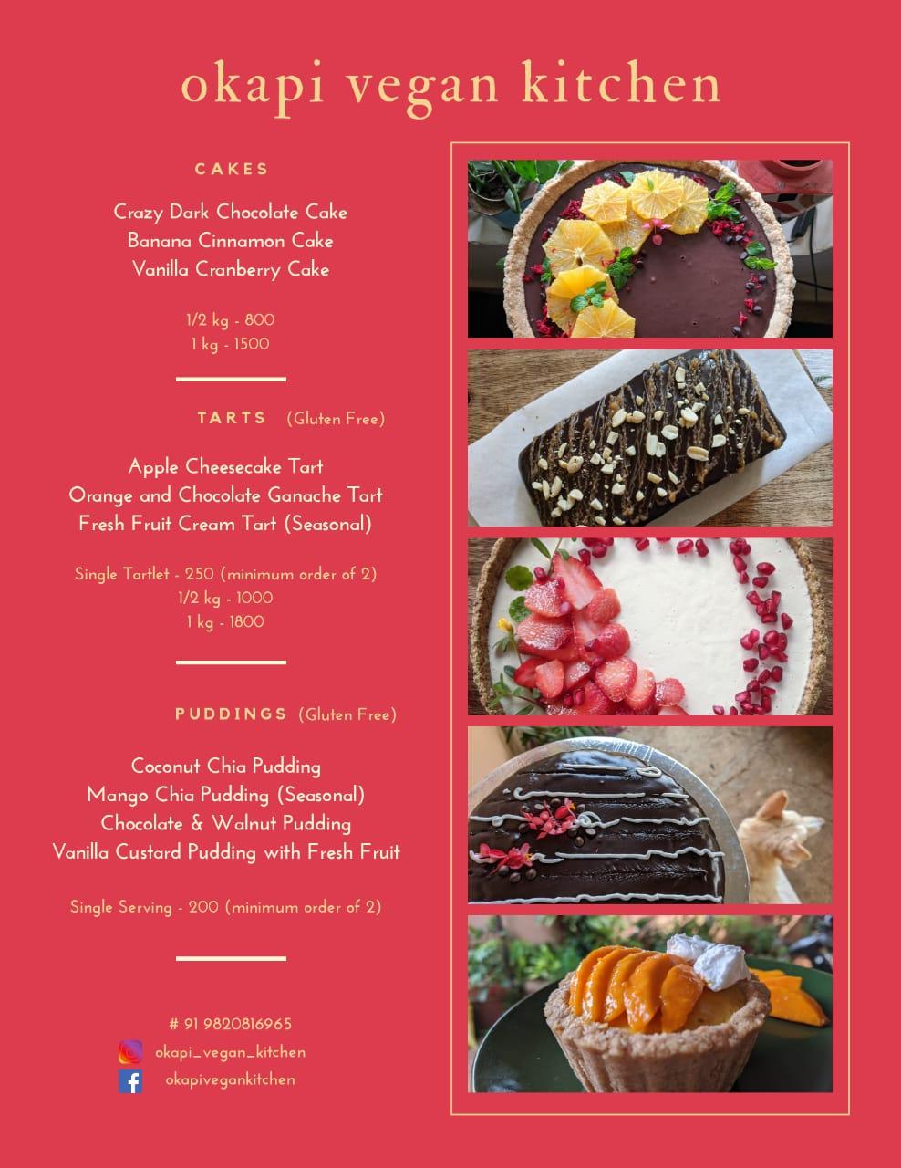 Menu at Okapi Vegan Kitchen, India