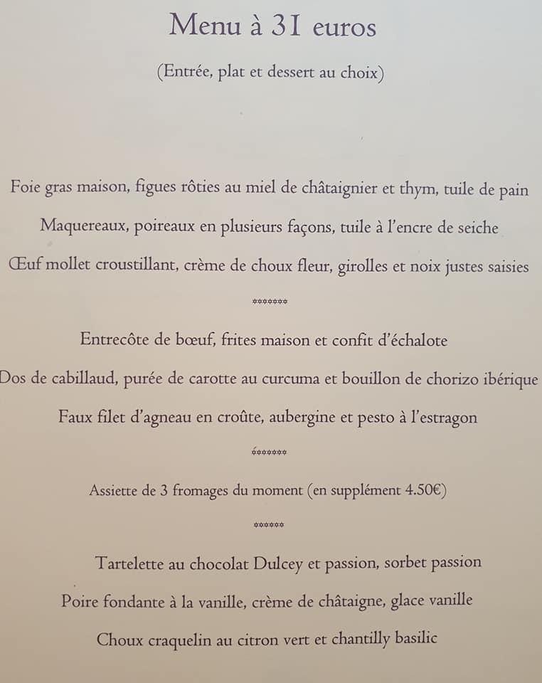 Menu at Aux Vins Time restaurant, Vétheuil