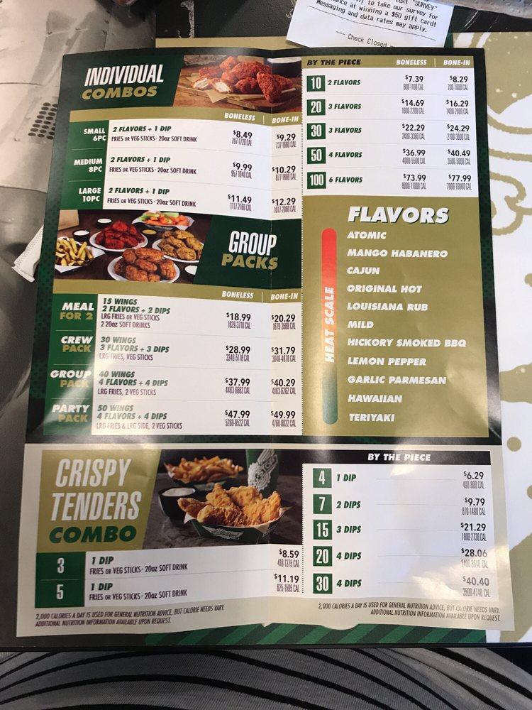 Menu at Wingstop restaurant, Highland