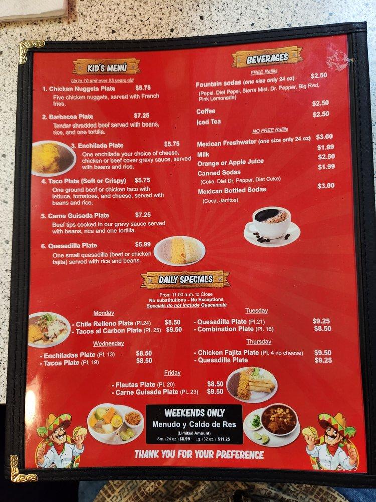 Menu At Hermanos Marquez Restaurant Bryan