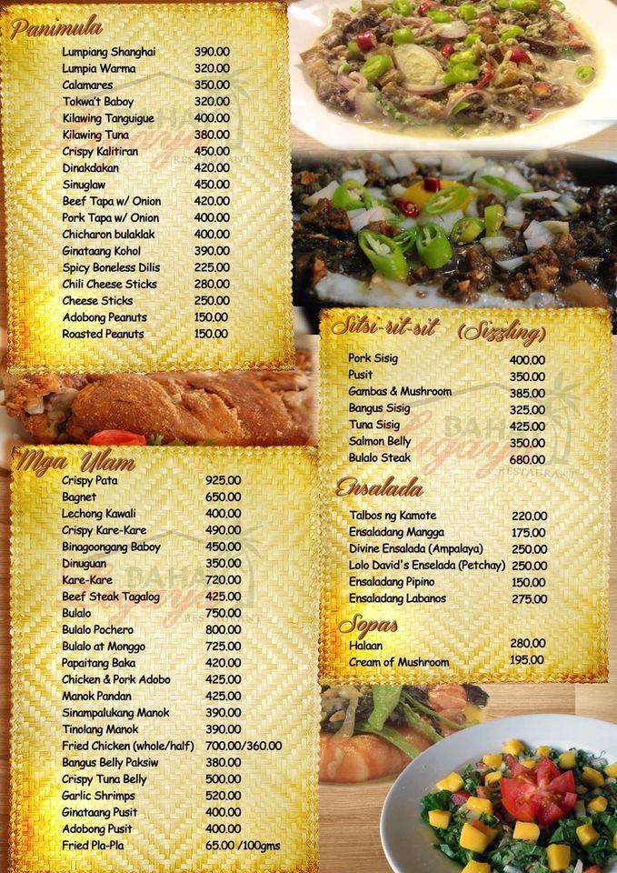 Menu at Bahay Ligaya Restaurant, Quezon City