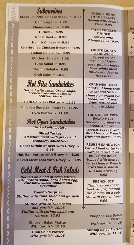 Menu at Sparrows Point Restaurant, Sparrows Point