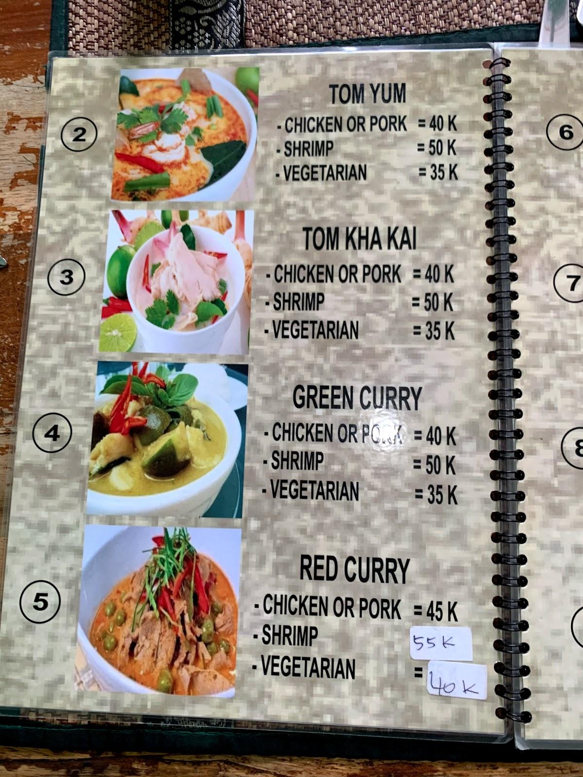Carta del restaurante Thai Kitchen Canggu, Abiansemal, Perumahan Canggu
