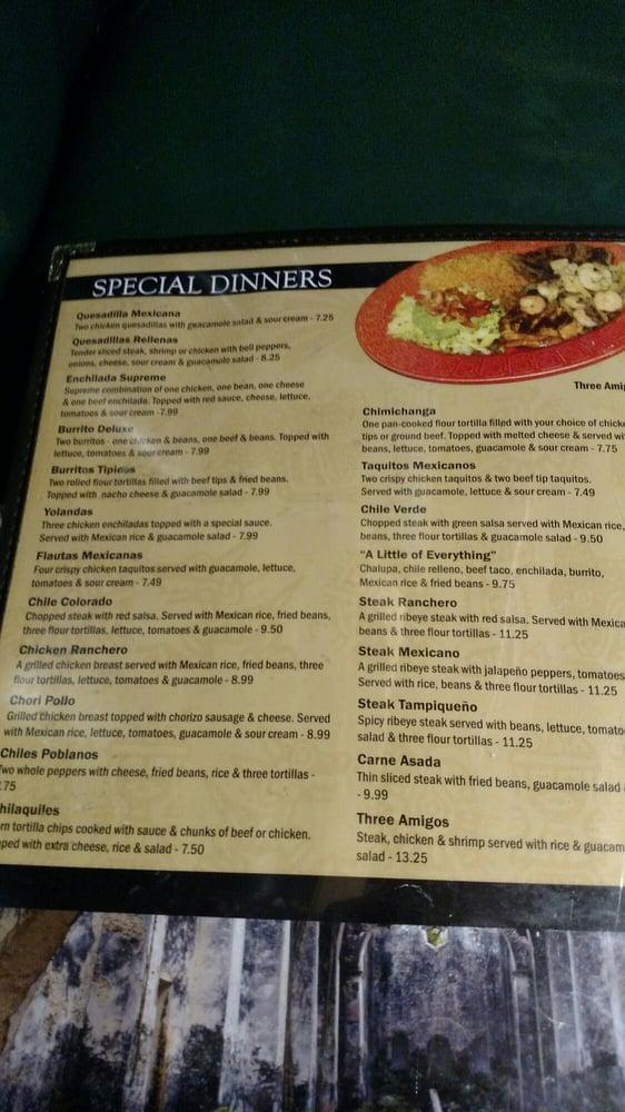 Menu at Yucatan Restaurant, Sumter