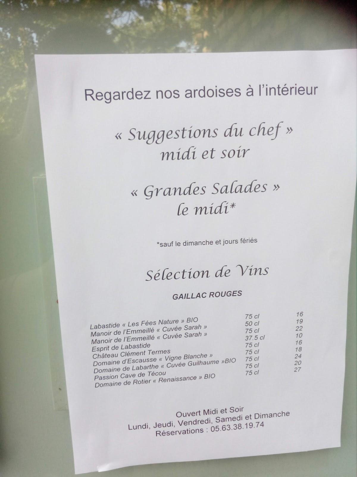 Menu au Le Clos restaurant, Albi