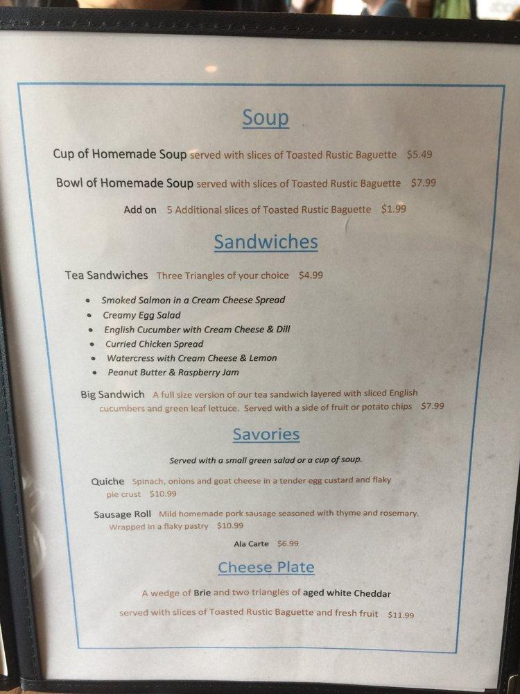 Menu at The Abbey Garden Tea Room restaurant, Bellingham