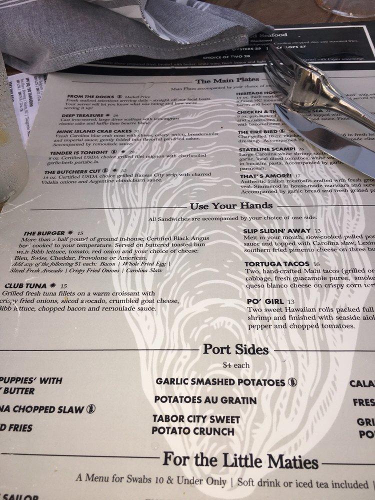 Menu at The Oyster Rock Waterfront Seafood restaurant, Calabash