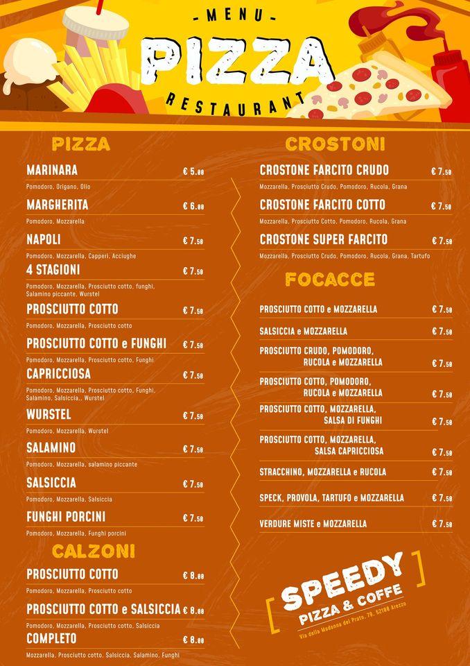 Menu da Speedy Pizza pizzeria Arezzo