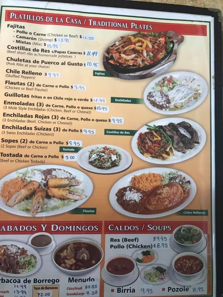 Menu at 5 Estrellas Mexican Restaurant, Santa Ana