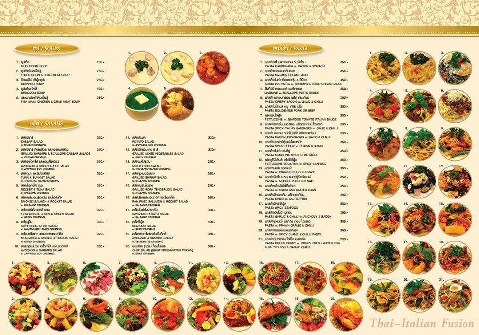 Menu at Saffron Thai Italian Fusion Food Delivery restaurant, Bangkok