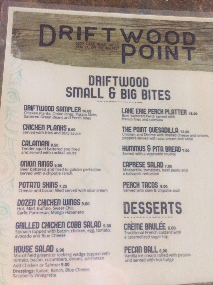 Menu at Driftwood Point Beach Bar and Grill, GenevaontheLake
