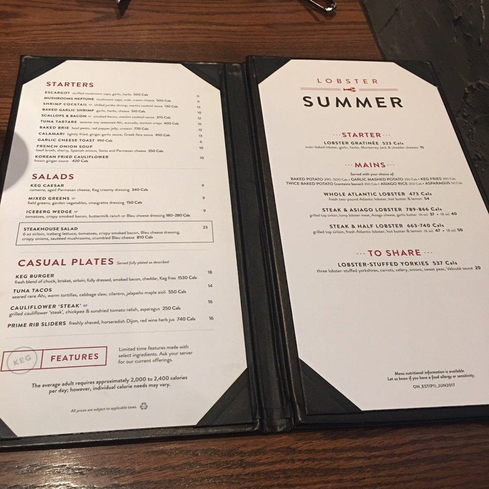 Menu at The Keg Steakhouse + Bar St. Catharines, St. Catharines
