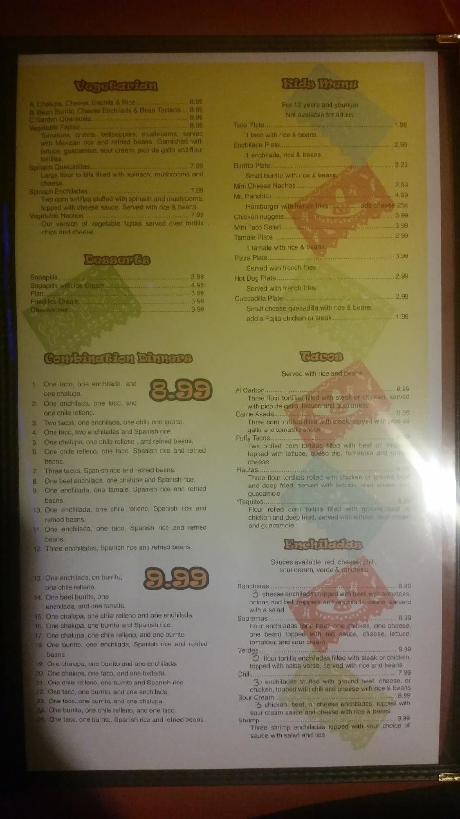 Menu at El Patio Mexican Grill restaurant, Keithville, 12758 Mansfield Rd