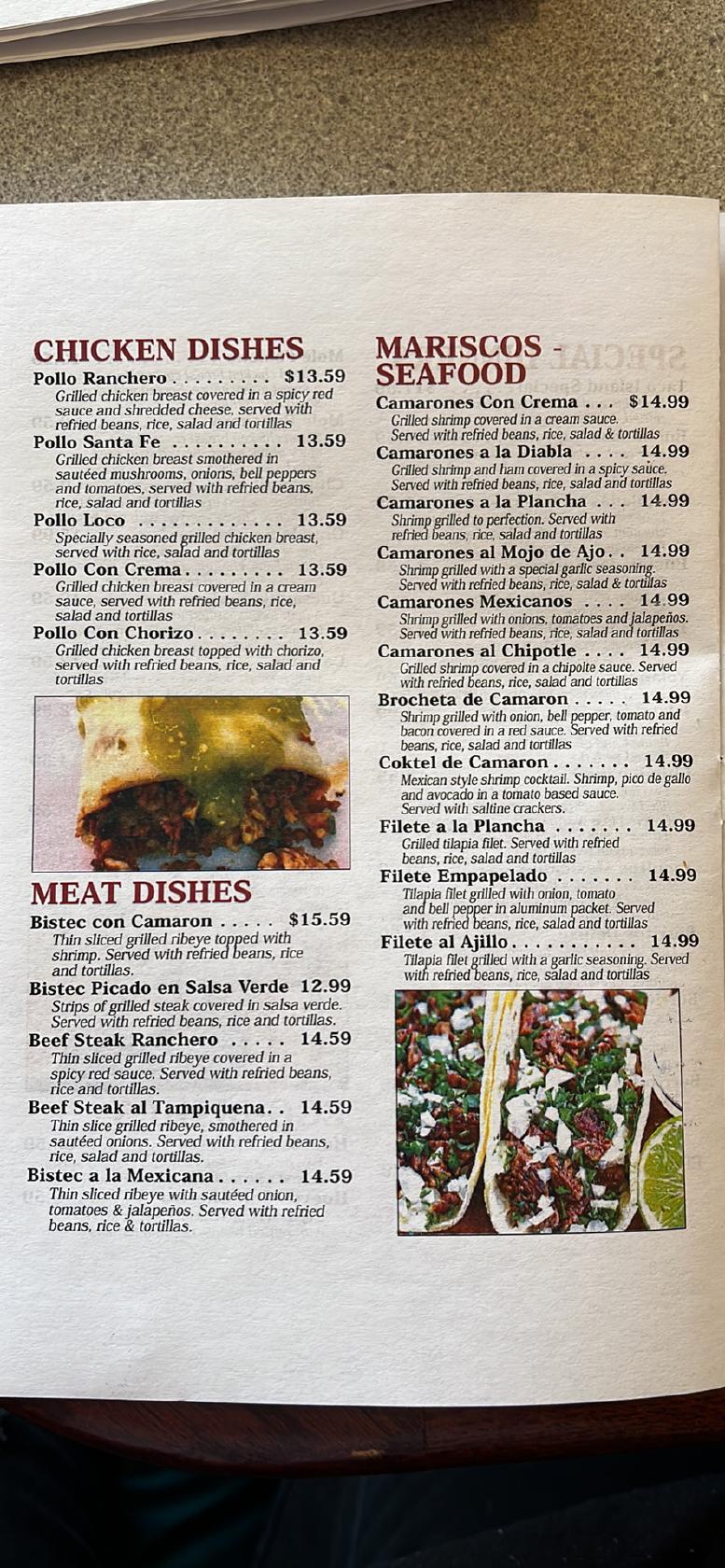 Menu at Taco Island restaurant, Ida Grove