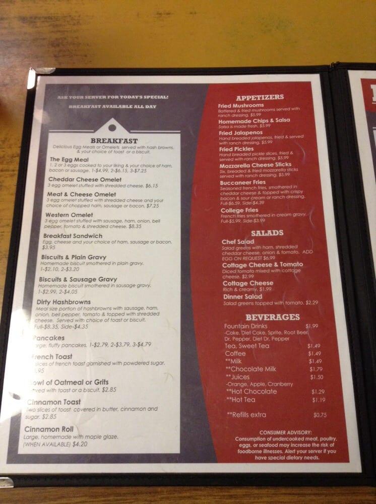 Menu at Mary's Grill restaurant, Tonkawa