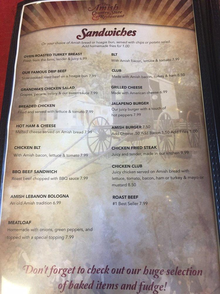 Menu at Amish Country Store & Restaurant, Muskogee
