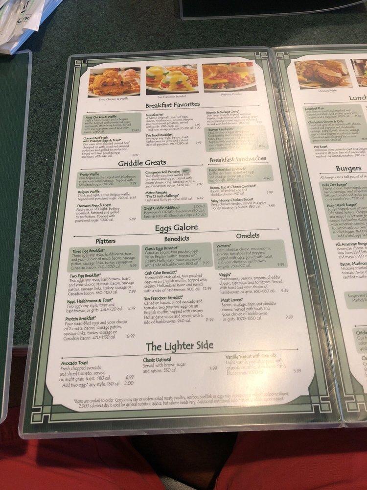 Menu at Metro Diner restaurant, Huntsville, 975 Airport Rd SW Suite 20 - 22