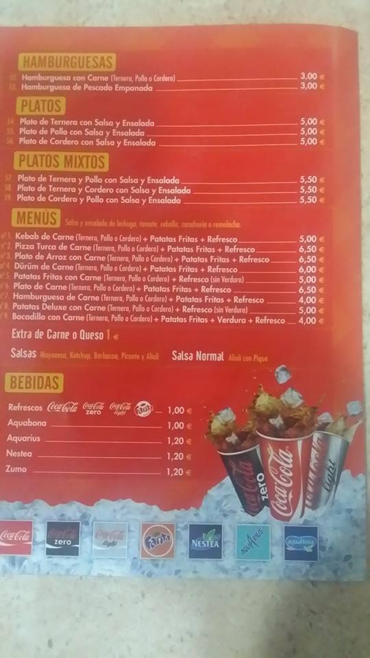 Menu at Cheff kebap restaurant, Córdoba, Gta. Amadora