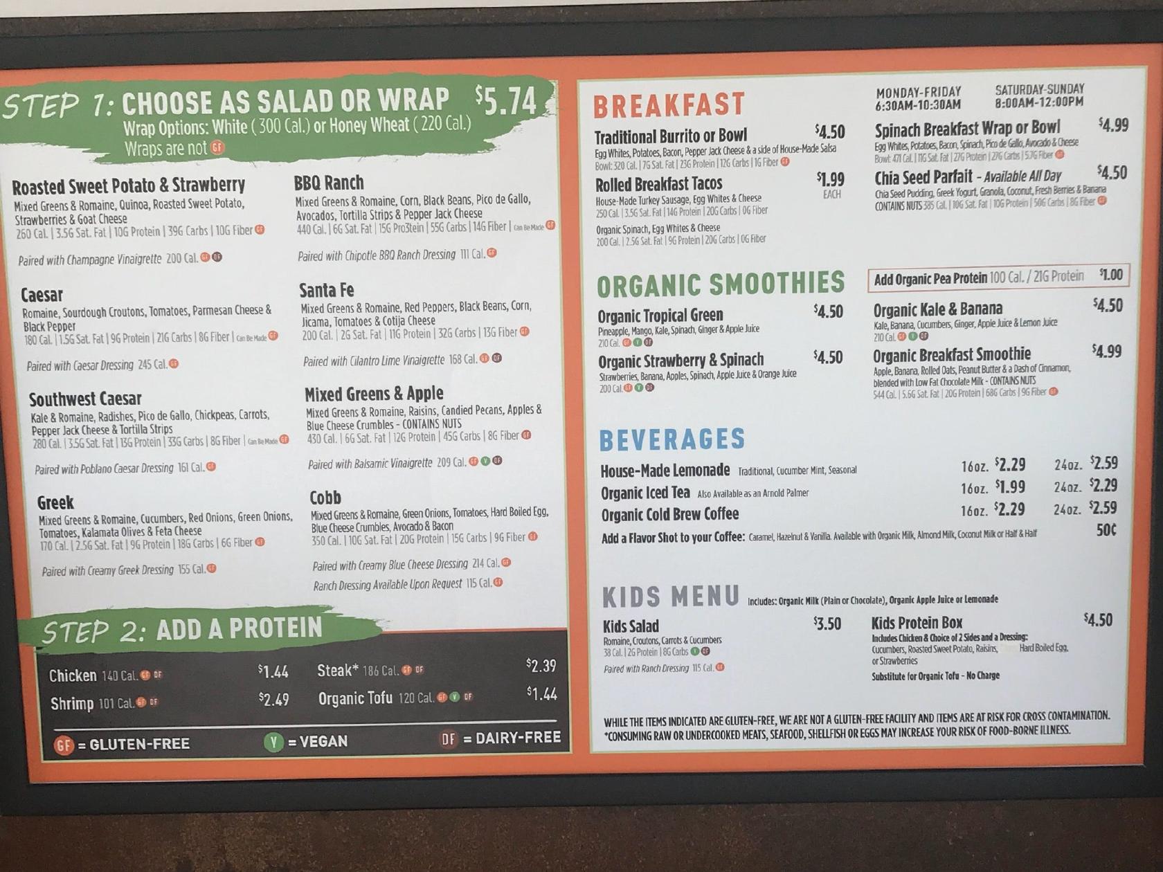 SALAD AND GO, Scottsdale - 2301 N Scottsdale Rd - Menu, Prices