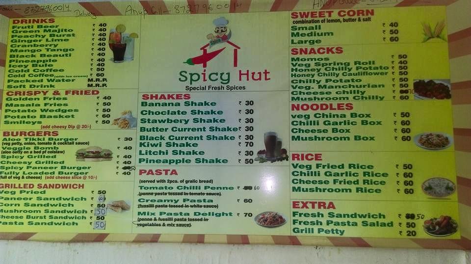 Spicy Hut menu