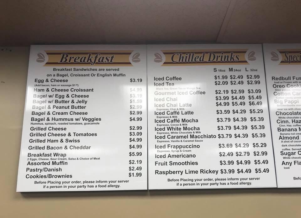 Menu at Coffee N Cream pub & bar, Quincy